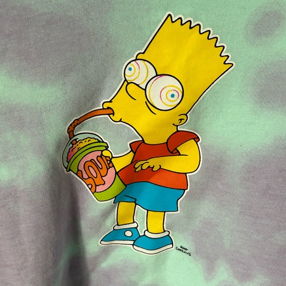 Bart Simpson Men's Lightweight Sweatshirt Sz Large Blue Purple Tie Dye S… - Picture 3 of 4